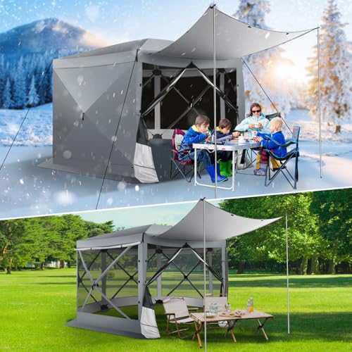 COBIZI 12x12ft Pop up Gazebo Screen Tent Screen House for Camping, Camping Outdoor Screened Gazebo, Canopy Tent
