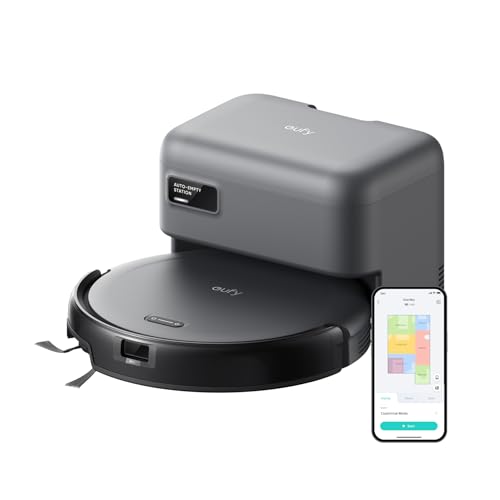 eufy Robot Vacuum C10 with Self Emptying, 8 Weeks Hands Free, Advanced Smart Mapping with LiDAR Navigation, 2.85-Inch Slim Design, Powerful Suction