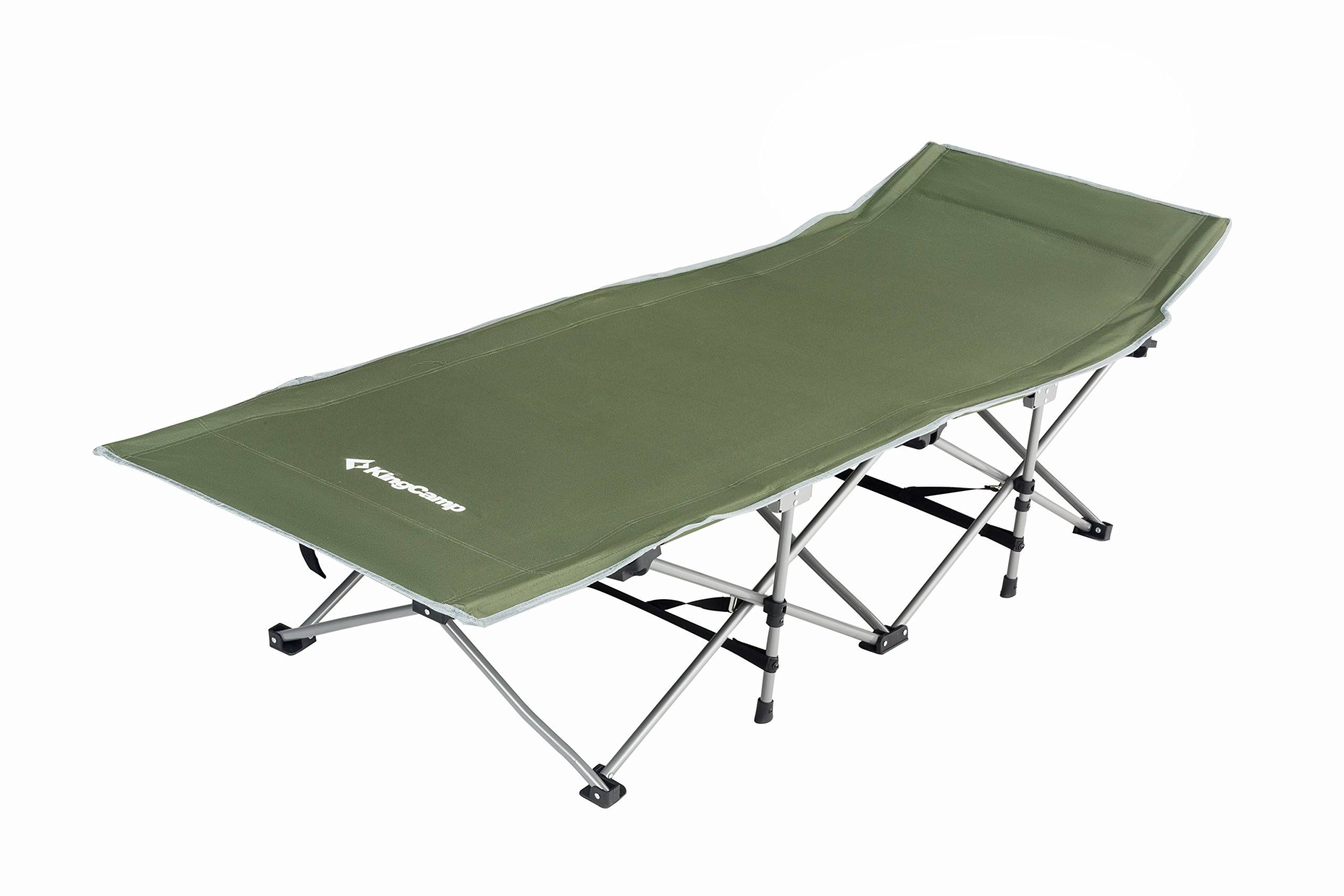 KingCamp Strong Stable Folding Camping Bed Cot with Carry Bag (Green)