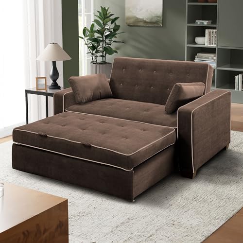 Serta Ainsley 72.6" Convertible Sleeper Sofa, Queen Size, Dreamcoil Comfort, Soft Velvet Fabric, Navy