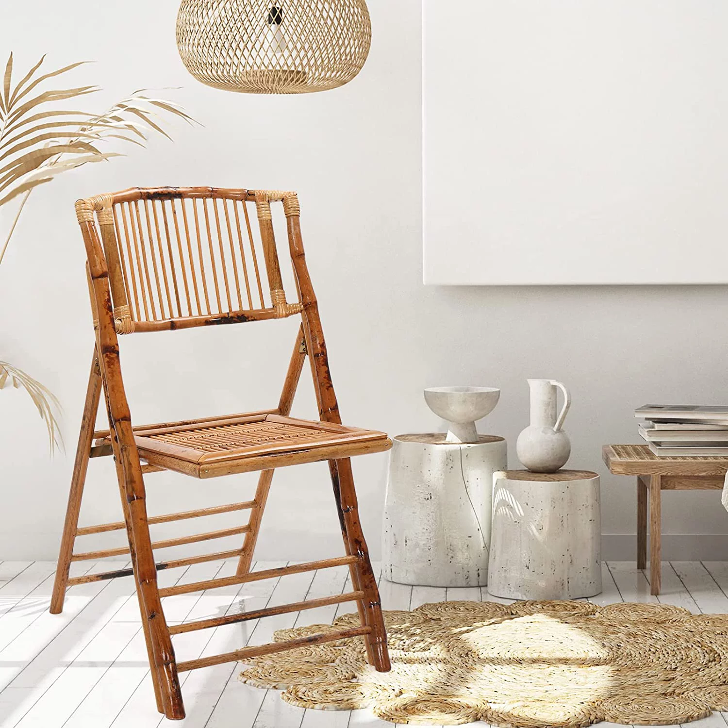 Bamboo Folding Chair, Foldable Dining Chair for Outdoor & Indoor, Patio, Porch, Wedding, Party, Event (4 Pack) …