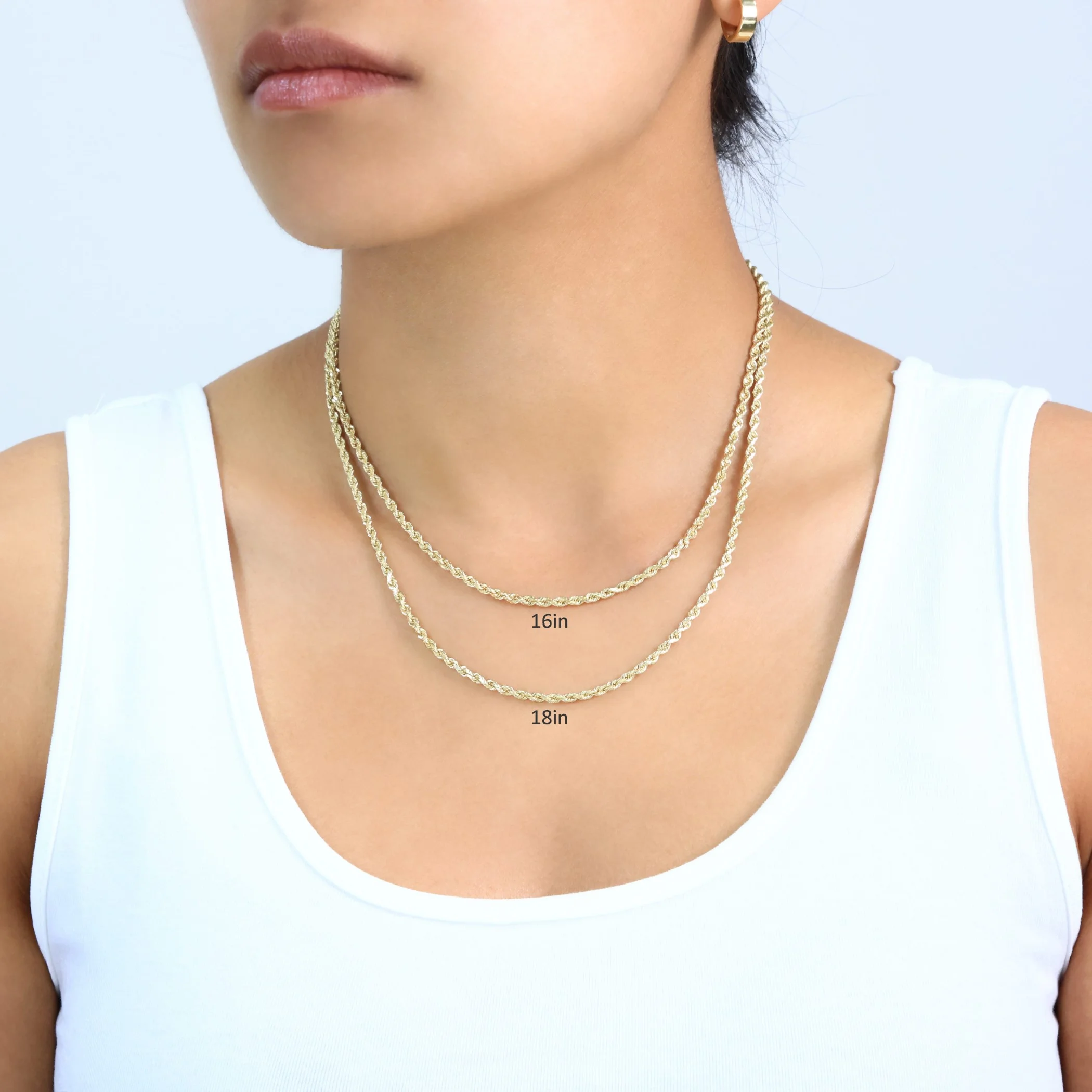 Nuragold 14k Yellow Gold 3mm Rope Chain Diamond Cut Necklace, Mens Womens Jewelry 16" - 30"