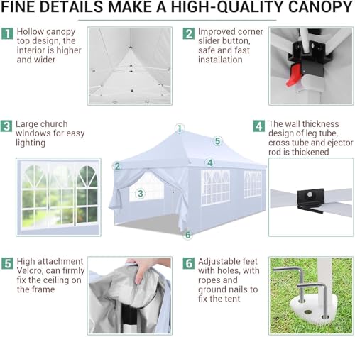 10x10 Pop Up Canopy Tent with 4 Sidewalls and Mesh Windows 2.0
