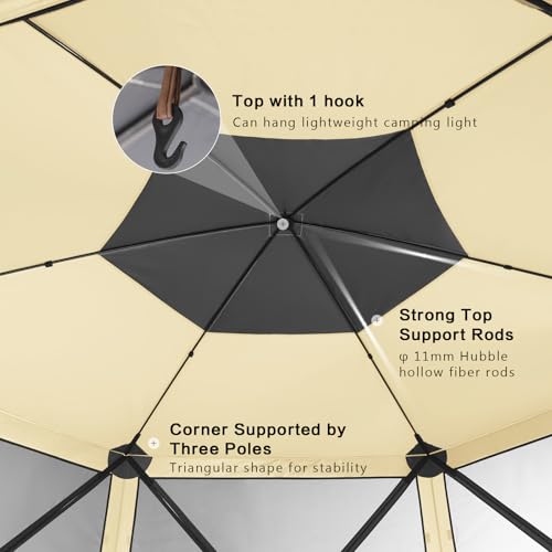 MASTERCANOPY 12x12FT Pop Up Gazebo Screen Tent - Instant Screen House with Netting, Quick Set, Outdoor Canopy Shelter with Carry Bag for Camping