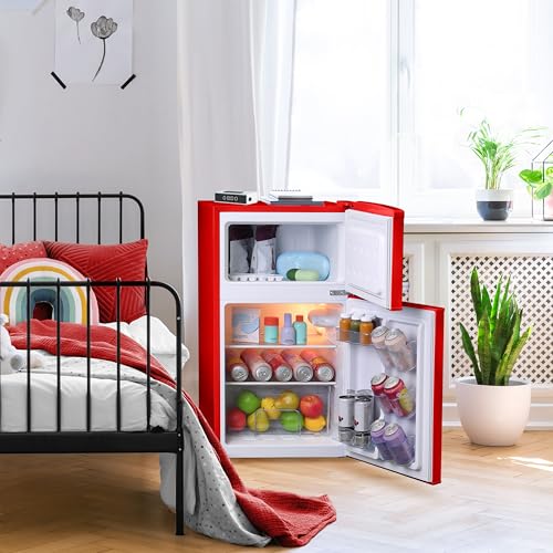 West Bend Mini Fridge with Freezer Retro-Styled for Home Office or Dorm