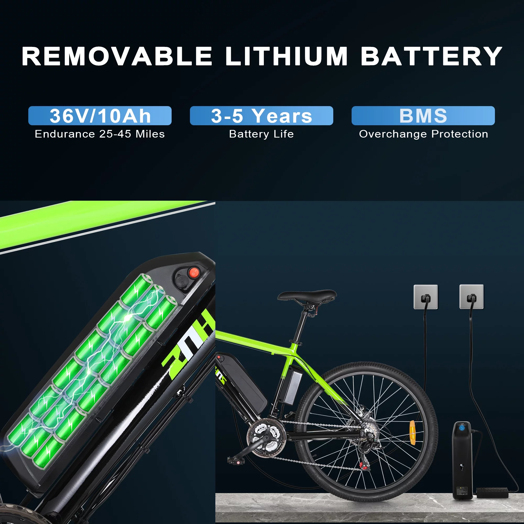 ZNH Electric Bike 26 Electric Mountain Bicycles 350W Motor E bike 21 Speed 36V 10Ah Electric Commuter Bike 20MPH Black Electric Bicycle Ebike