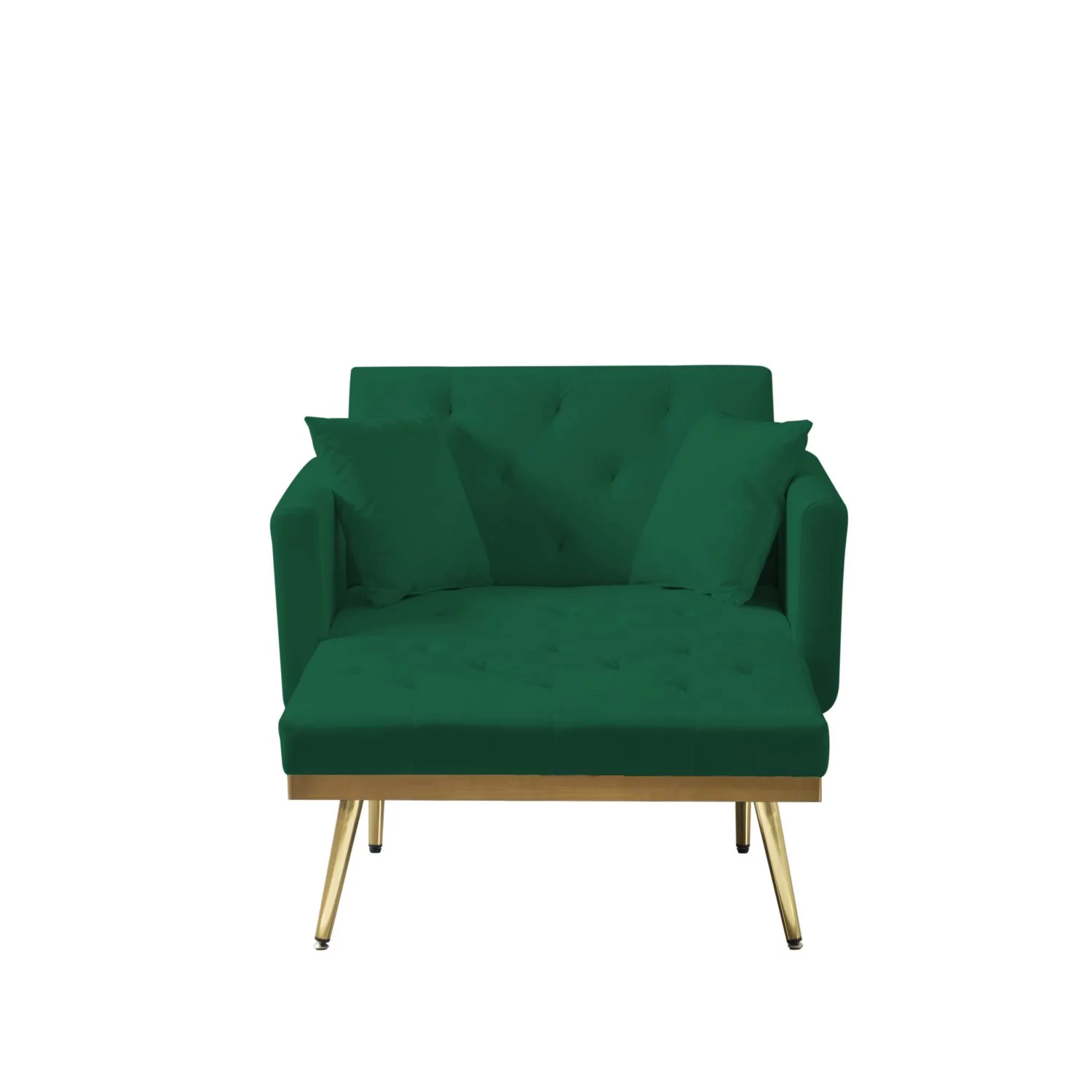 BSHTI Chaise Lounge,Convertible Chaise Futon Sofa Bed Upholstered Chaise Lounge for Livingroom(Green)