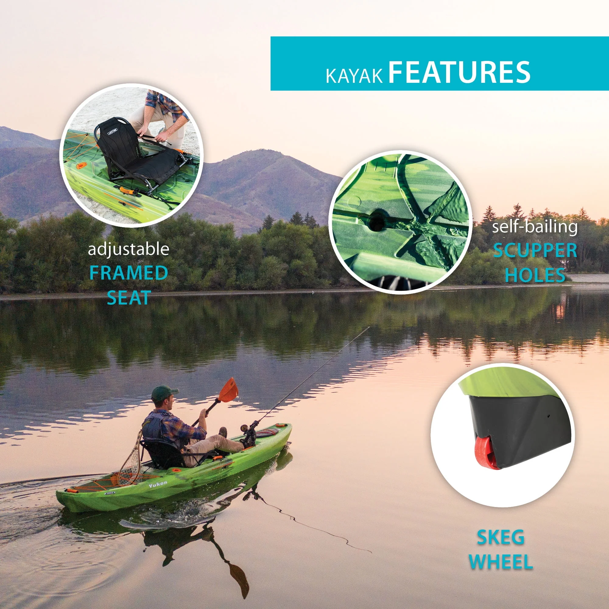 Lifetime Yukon Angler 116 inch Sit-on-Top Fishing Kayak, Lightning Fusion (90846)