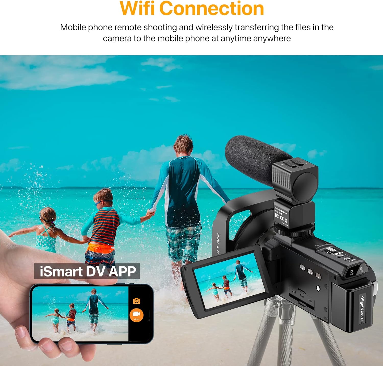4K Video Camera Camcorder 48MP 60FPS Ultra HD Video Camera with Vlogging Camera for YouTube 16X Digital Video Camera with Microphone 6-Axis