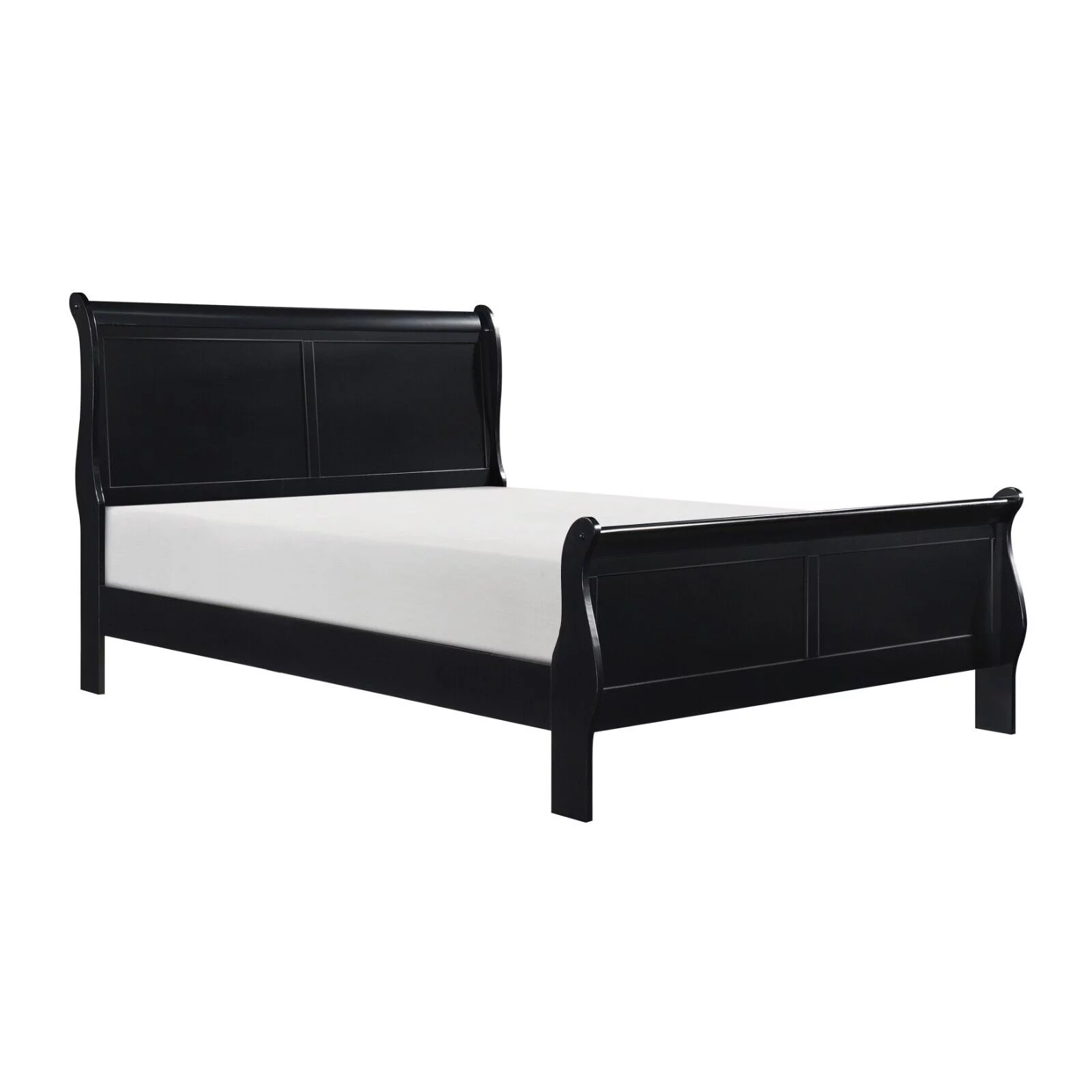 Traditional Black Finish 3pc Bedroom Set Queen Bed and Nightstands Louis Phillipe Style Bedroom Furniture