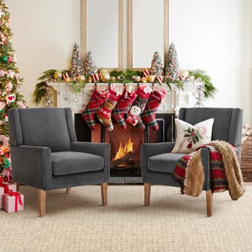 COLAMY Modern Wingback Living Room Chair, Upholstered Fabric Accent Armchair