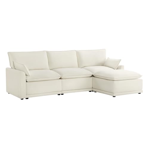 CHITA 113" Oversized Cloud Sectional Couch, Modern Modular Sectional Sofa Set for Living Room, 4 Seater L Shaped Couch, Cream