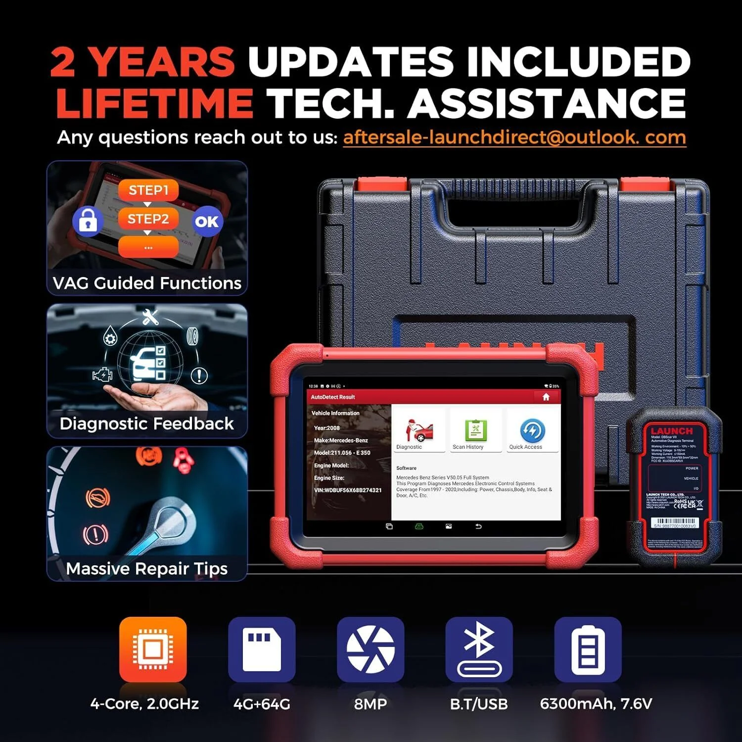 LAUNCH X431 CRP919X BT Elite Car Diagnostic OBD2 Scanner, All System Scan with DBScar VII  ECU Coding 31+ Services CANFD DoIP