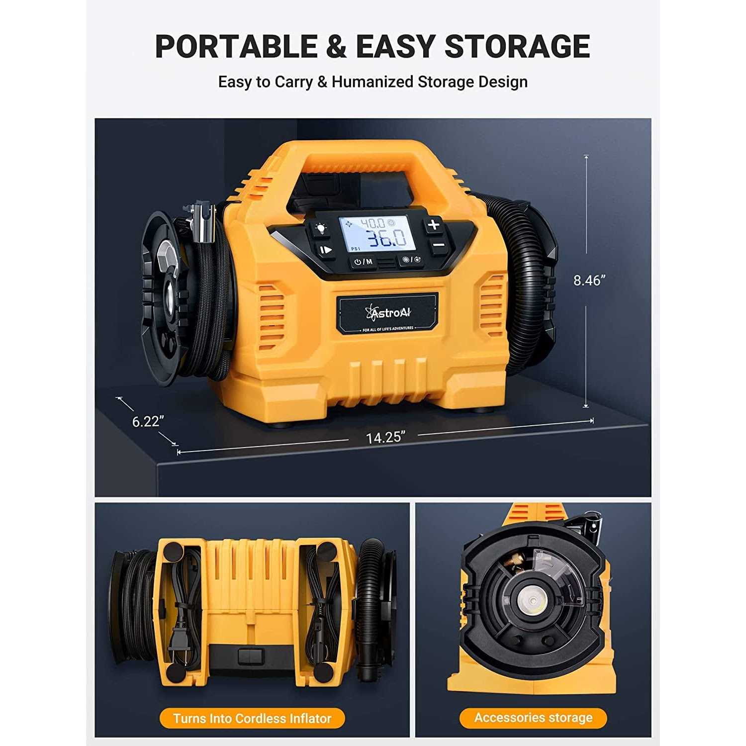 AstroAI Tire Inflator 160 Psi Cordless Air Compressor Multi Power Supply - Sports Supplies Online Store