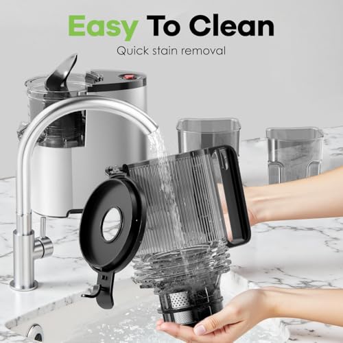 Cold Press Juicer, 5.8" Wide Feed Chute Juice Extractor Machine with 400W, High Juice Yield, Slow Masticating Juicer for Whole Vegetables & Fruits
