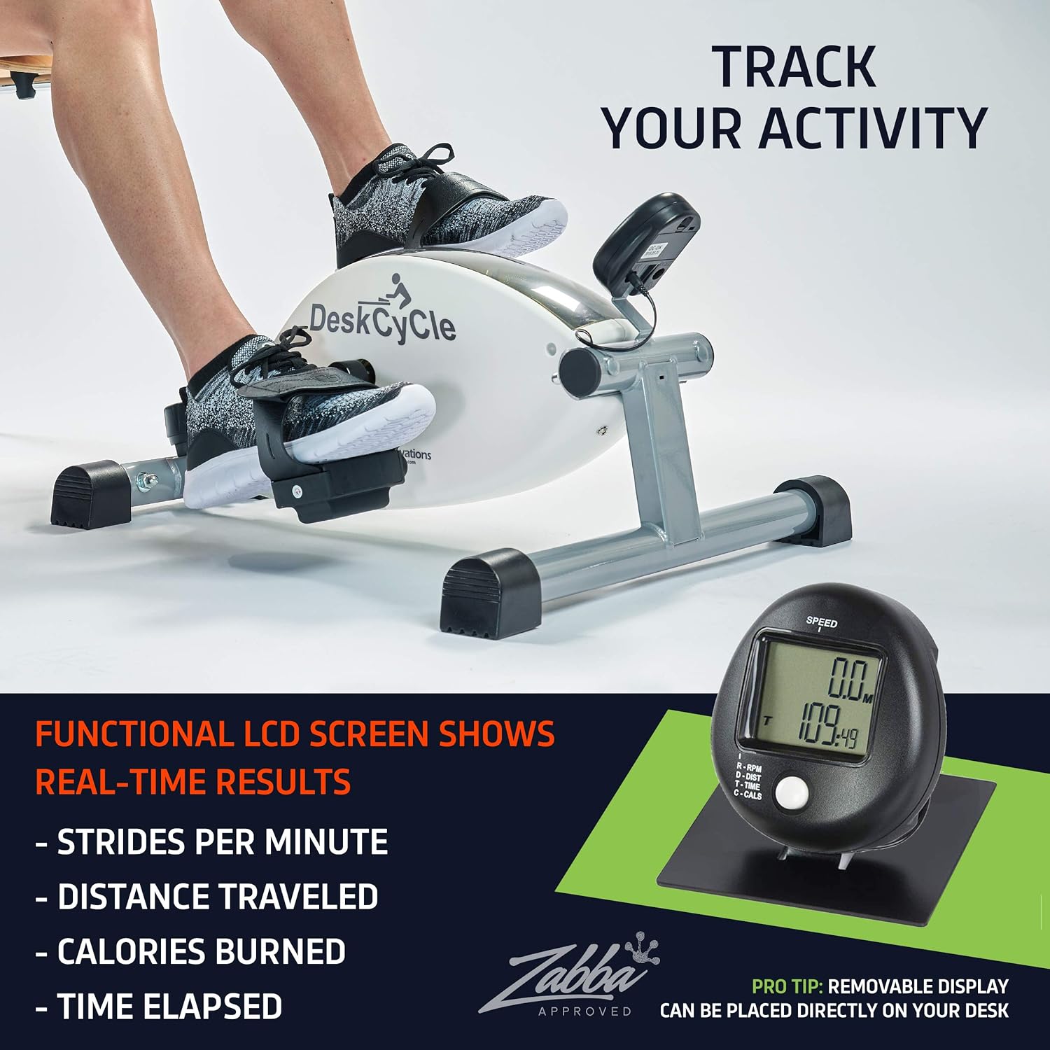 DeskCycle Under Desk Bike Pedal Exerciser - Portable Foot Exercise Cycle for Sitting with LCD Display - Mini Stationary Peddler for Adults & Seniors