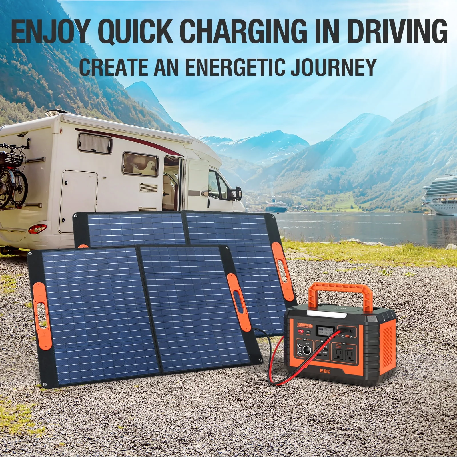 EBL Portable Power Station Voyager, 110V/1000W Solar Generator (Surge 2000W), 999Wh/270000mAh Lithium Battery for Outdoor Home Emergency