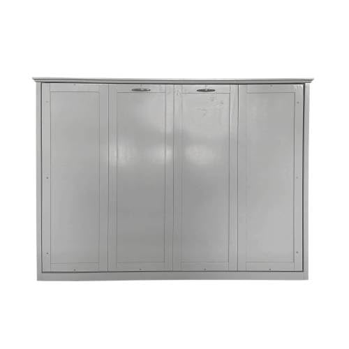 Queen Size Murphy Bed,Wall Bed Frame Folding into Cabinet Design for Small Space,Bedroom,Guest Room,Gray