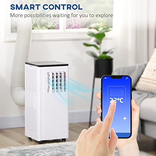HOMCOM 8000 BTU Smart WiFi Enabled Portable Air Conditioner for Rooms Up to 215 Sq. Ft., 3-in-1 Moible AC Unit with Dehumidifier, Fan, Sleep