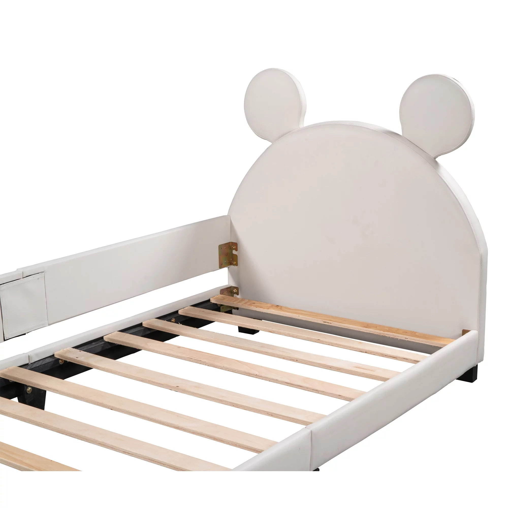 Euroco Mickey Mouse Shaped Twin Size Upholstery Daybed with Headboard for Kids Bedroom, White