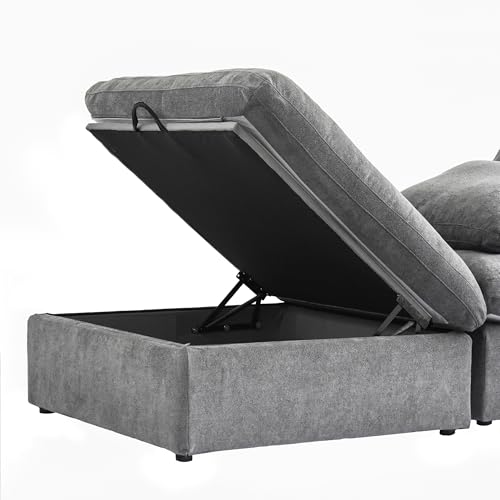 160.6" Cloud Couch Modular Sectional Sofa for Livingroom,Oversized Convertible Sofa with Storage Ottomans,6 Seat Wide Couches