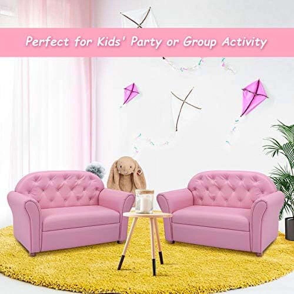 HOOMHIBIU Sofa  PU Leather Upholstered  Sturdy Wood Construction  Armrest Chair for Preschool Children Sofas  37''x17''x22.5''