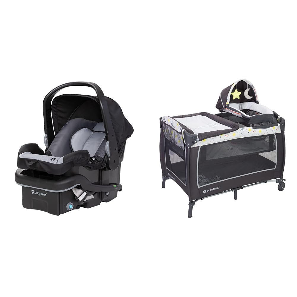 Baby Trend EZ-Lift™ 35 Plus Infant Car Seat, Dash Black & Lil' Snooze Deluxe II Nursery Center, Twinkle Twinkle Little Moon