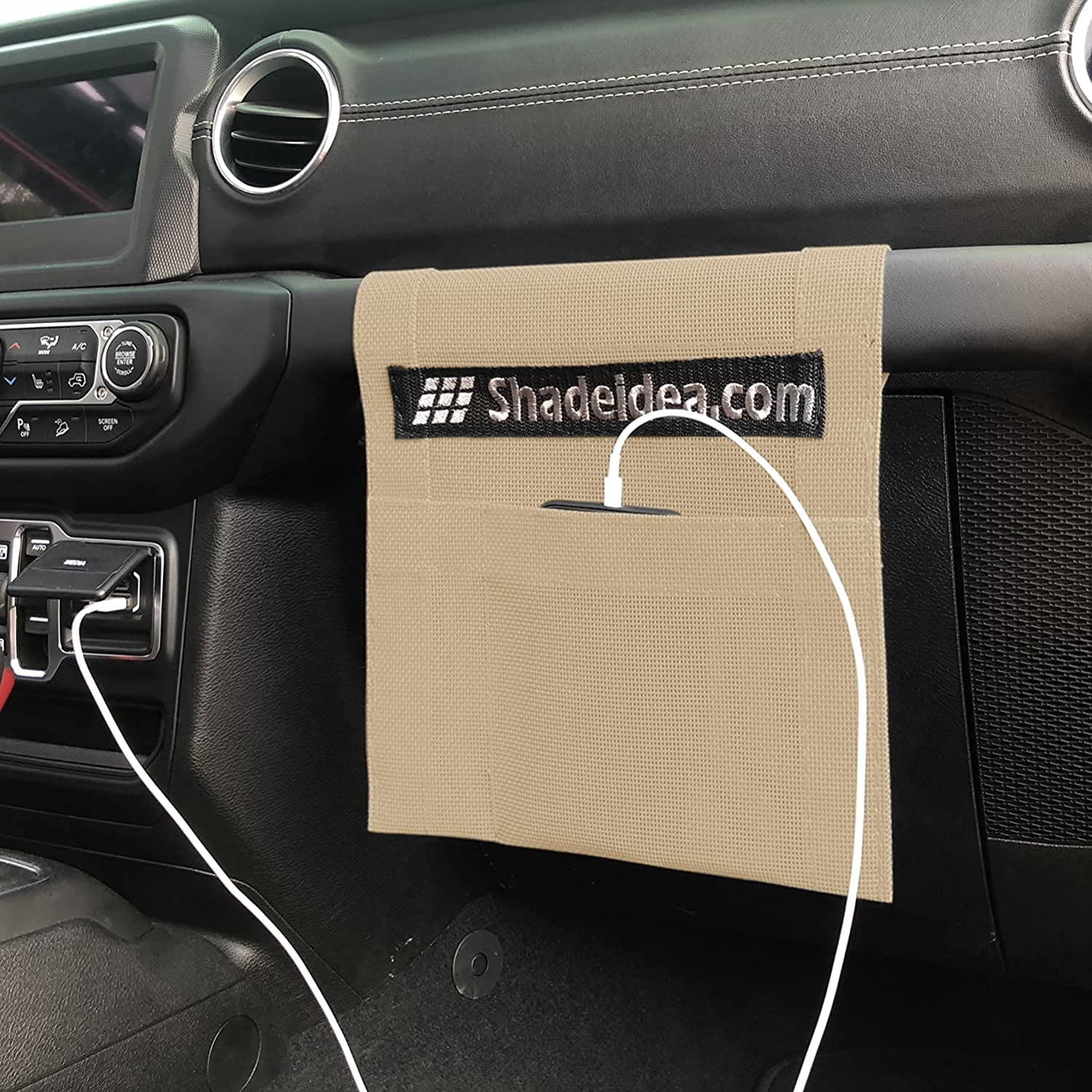 Shadeidea Jeep Wrangler Sunshade JL 2 Door (2018-Current) Sun Shade Front and Rear Trunk - Tan Mesh Screen Top Cover UV Blocker with Grab Bag