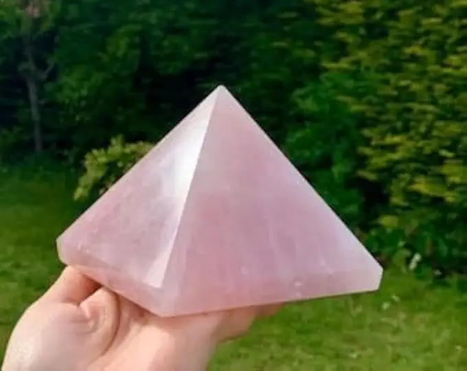 Large Rose Quartz Pyramid - Unconditional Love, Compassion, Forgiveness - Pink Crystal Pyramid Carving Healing Crystals-Home Decor- 70-80MM