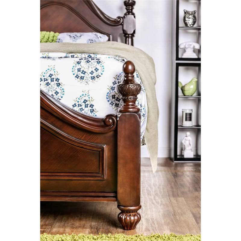 Furniture of America Ruben Traditional Queen Poster Bed in Cherry