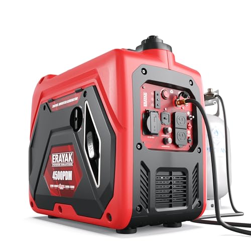 ERAYAK 4500W Dual-Fuel Portable Inverter Generator for Home Use, Camping Outdoor, 30A RV Ready, Auto Switch, Gas and Propane Powered, EPA, CO Sensor