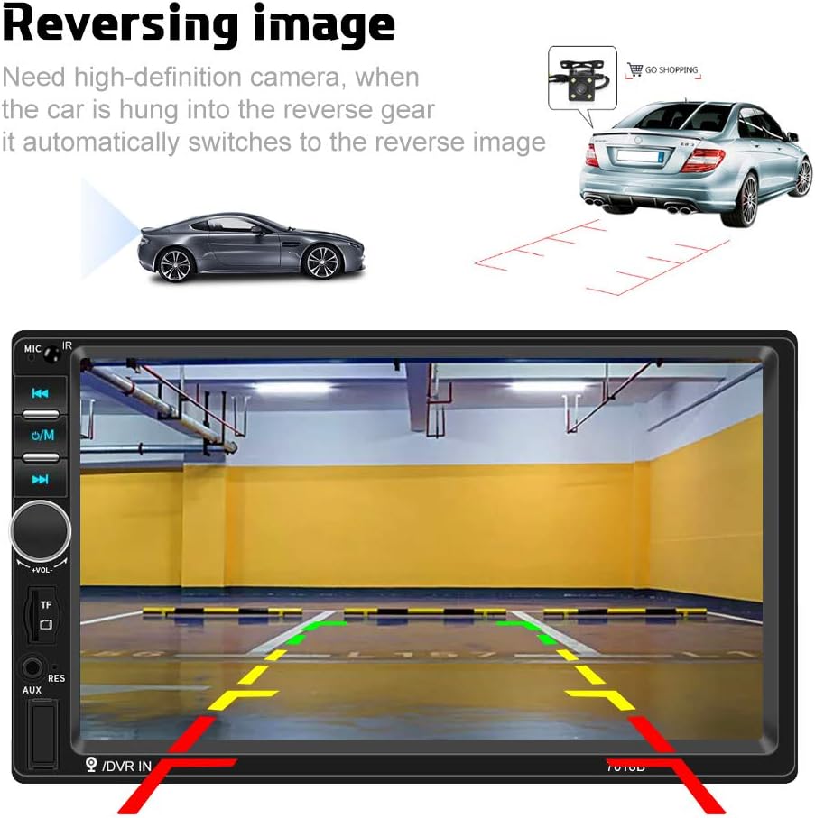 Car Radio Double Din Car Stereo 7 LCD Touch Screen in-Dash Head Unit with Bluetooth Support Mirror Link/DVR/USB/FM/SD/MMC MP3 +Rear View Camera&