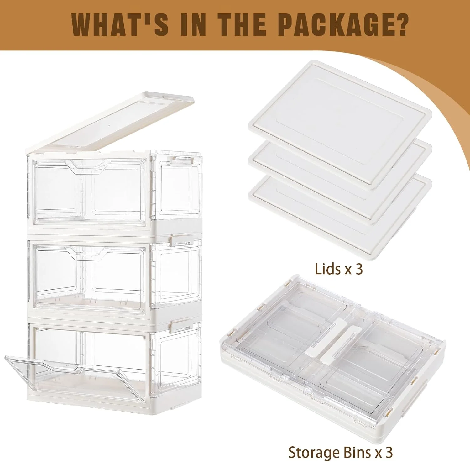 6 Pack Closet Organizers and Storage,Clear Stackable Plastic Storage Bins with Lids Magnetic Doors,Clothes Organizers and Storage