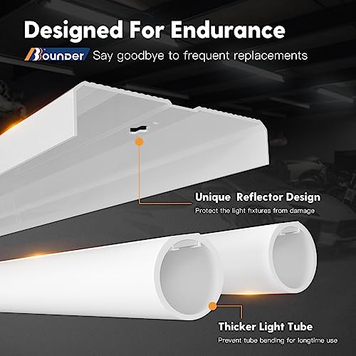 BBOUNDER 12 Pack Linkable LED Shop Light with Reflector, Super Bright 5000K Daylight, 4400 LM, 4 FT, 48 Inch Integrated Fixture for Garage
