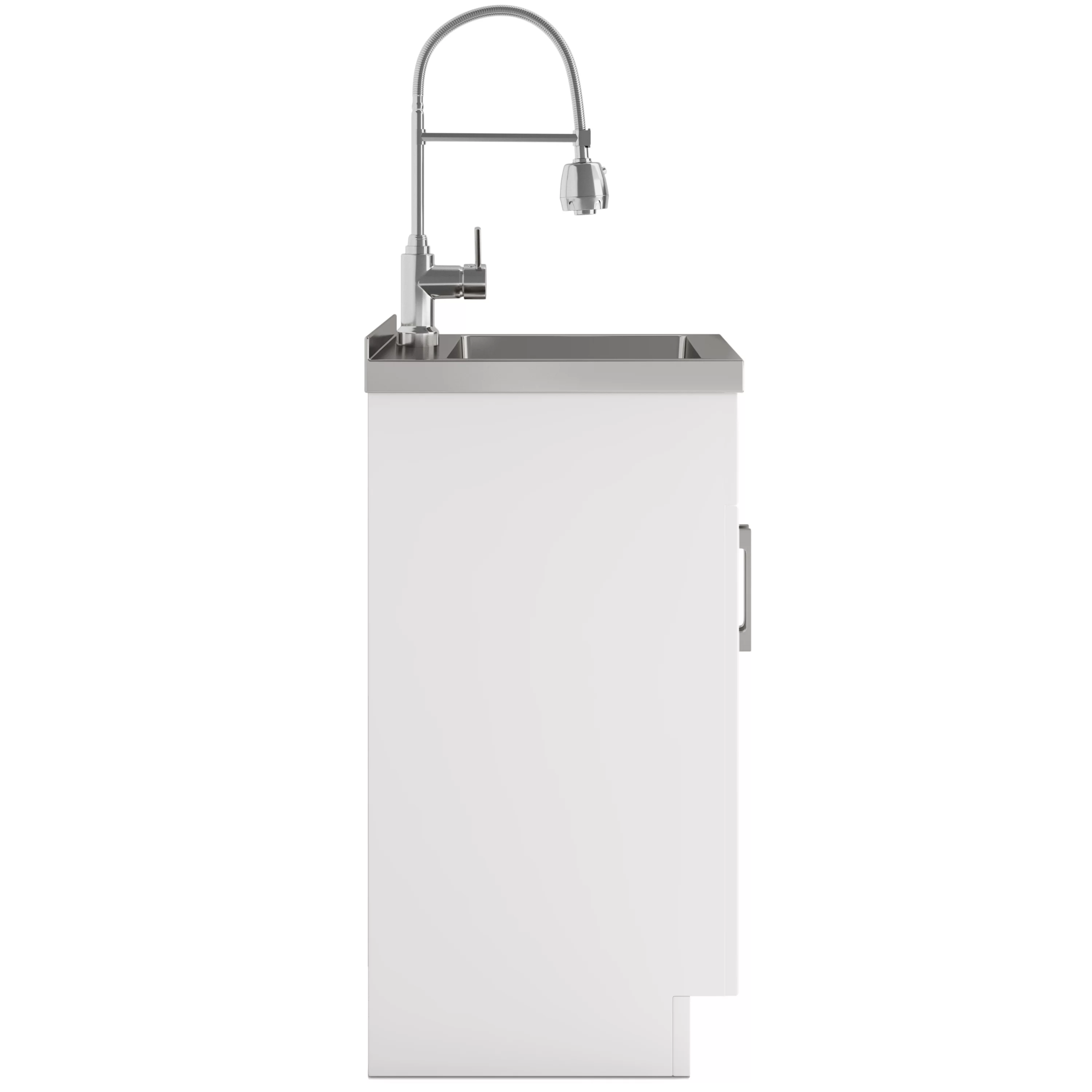 Simpli Home Hennessy Transitional 20 inch Deluxe Laundry Cabinet with Faucet and Stainless Steel Sink in White
