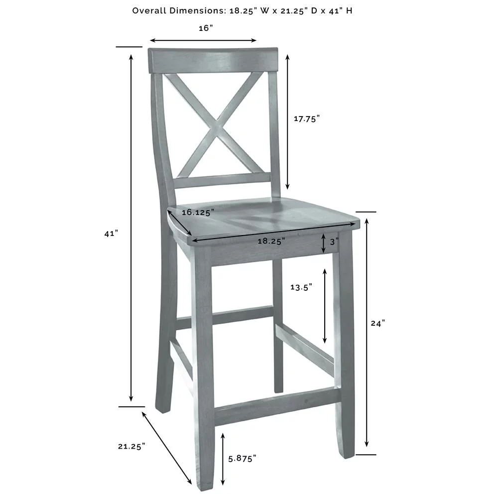 Crosley Furniture Cutler 3-Piece Wood Kitchen Island w/ X-Back Stools in White