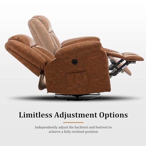 Rocker Recliner Chair, Glider Recliner Chairs for Adults, 360° Swivel Recliner with Massage and Heating