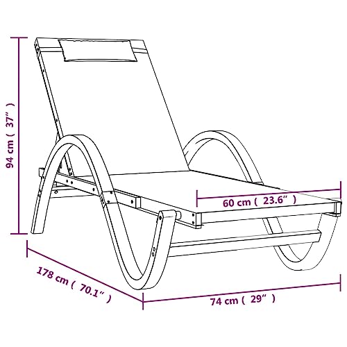 Sun Lounger with Pillow White Textilene and Solid Wood Poplar
