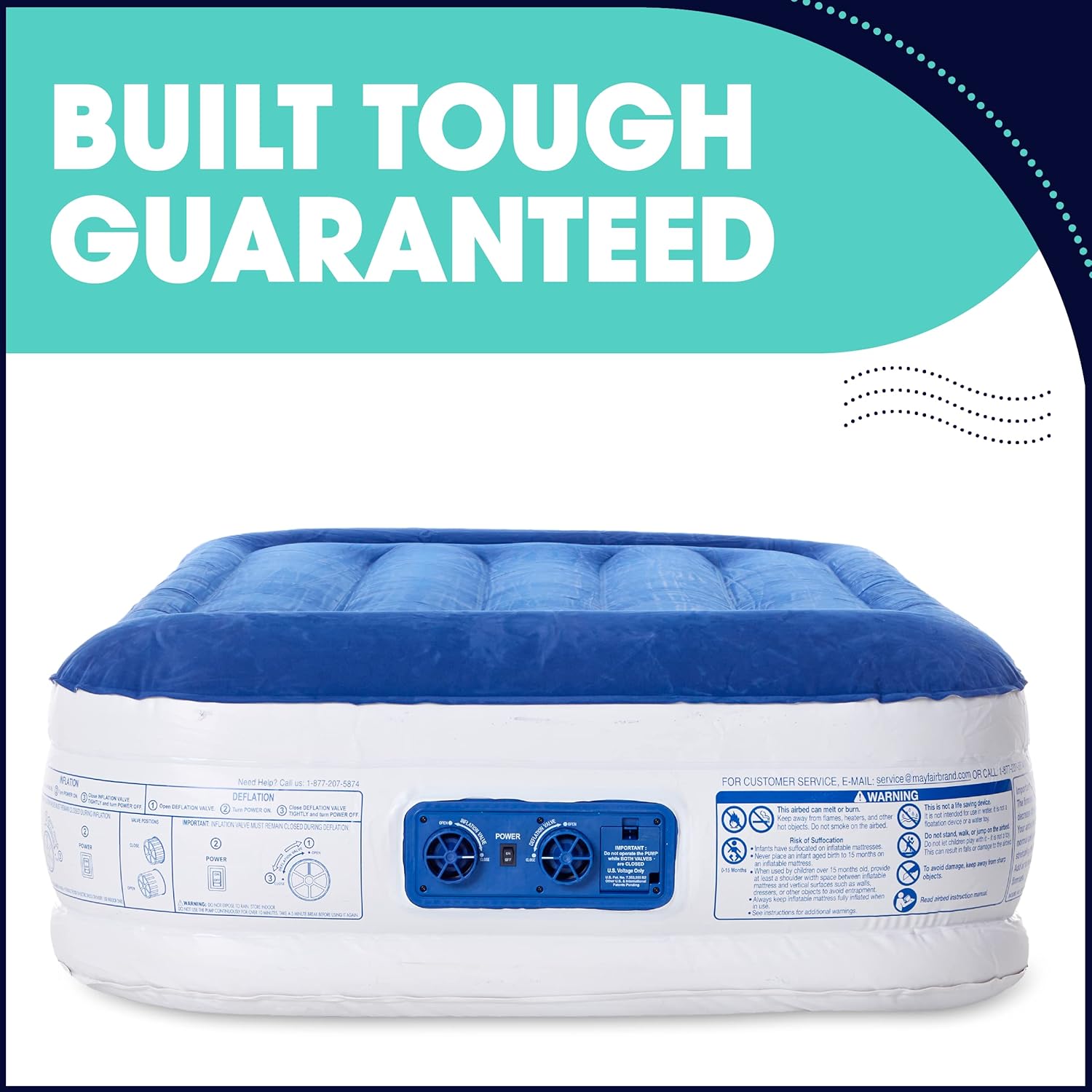 EnerPlex Air Mattress for Camping - Luxury 15" Inflatable Queen Mattress Bed w/ Built-in Dual Pump for Travel & Home Use