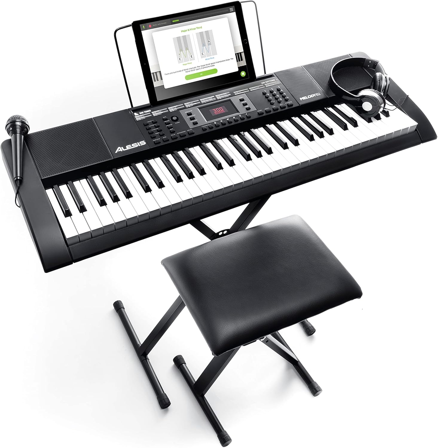 Alesis Melody 54 - Electric Keyboard Digital Piano with 54 Keys, Speakers, 300 Sounds, 300 Rhythms, 40 Songs, Microphone and Piano Lessons Pack of 2