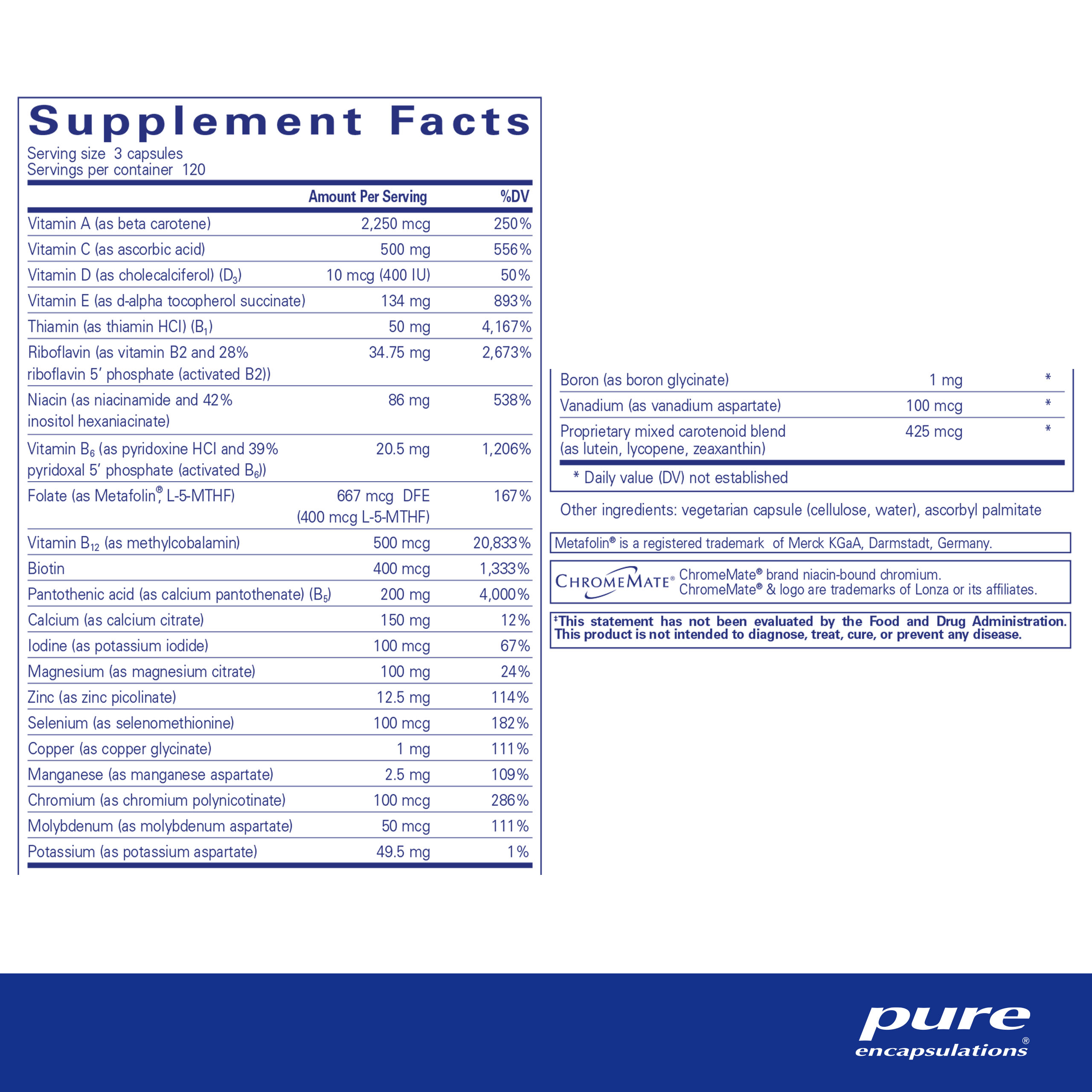 Pure Encapsulations Nutrient 950 without Iron | Supplement to Support Cardiovascular, Immune, and Cellular Health, Bones, Hormone Metabolism