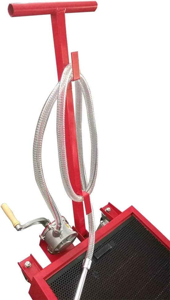 MTFY Portable 20 Gallon Oil Drain Pan with Pump,Truck Car Oil Drain Pan Low Profile with 8' Hose, Red
