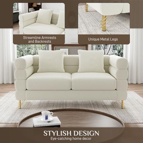Cloud Couch for Living Room, 79" Modern Overstuffed Deep Seat Boucle Sherpa 3 Seater Sofa with 3 Pillows