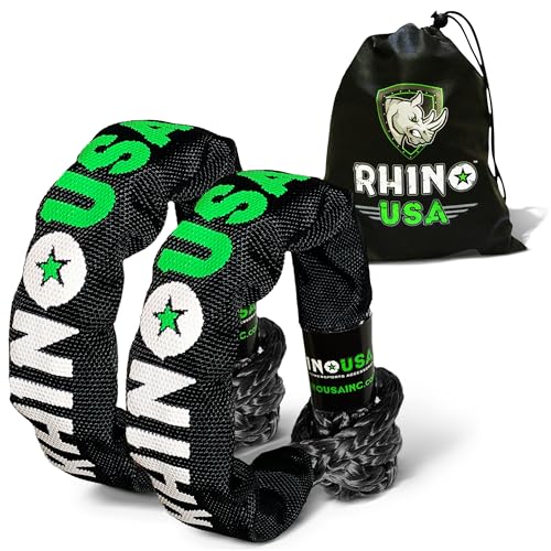 Rhino USA Synthetic Soft Shackle Rope (2-Pack) - 1/2 Inch x 22 Inch (44,050lb Min Break Strength) Offroad Soft Shackle Recovery Kit for Truck, UTV