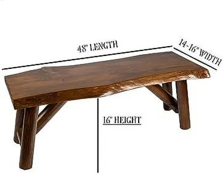 HOOMHIBIU SRL Rustic Logwerks Indoor Bench \u2014 Pine &amp