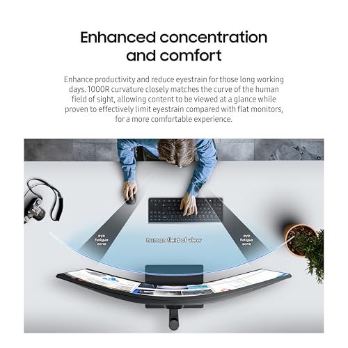 SAMSUNG Viewfinity S65UA Series 34-Inch Ultrawide QHD Curved Monitor, 100Hz, USB-C, HDR10 (1 Billion Colors), Height Adjustable Stand