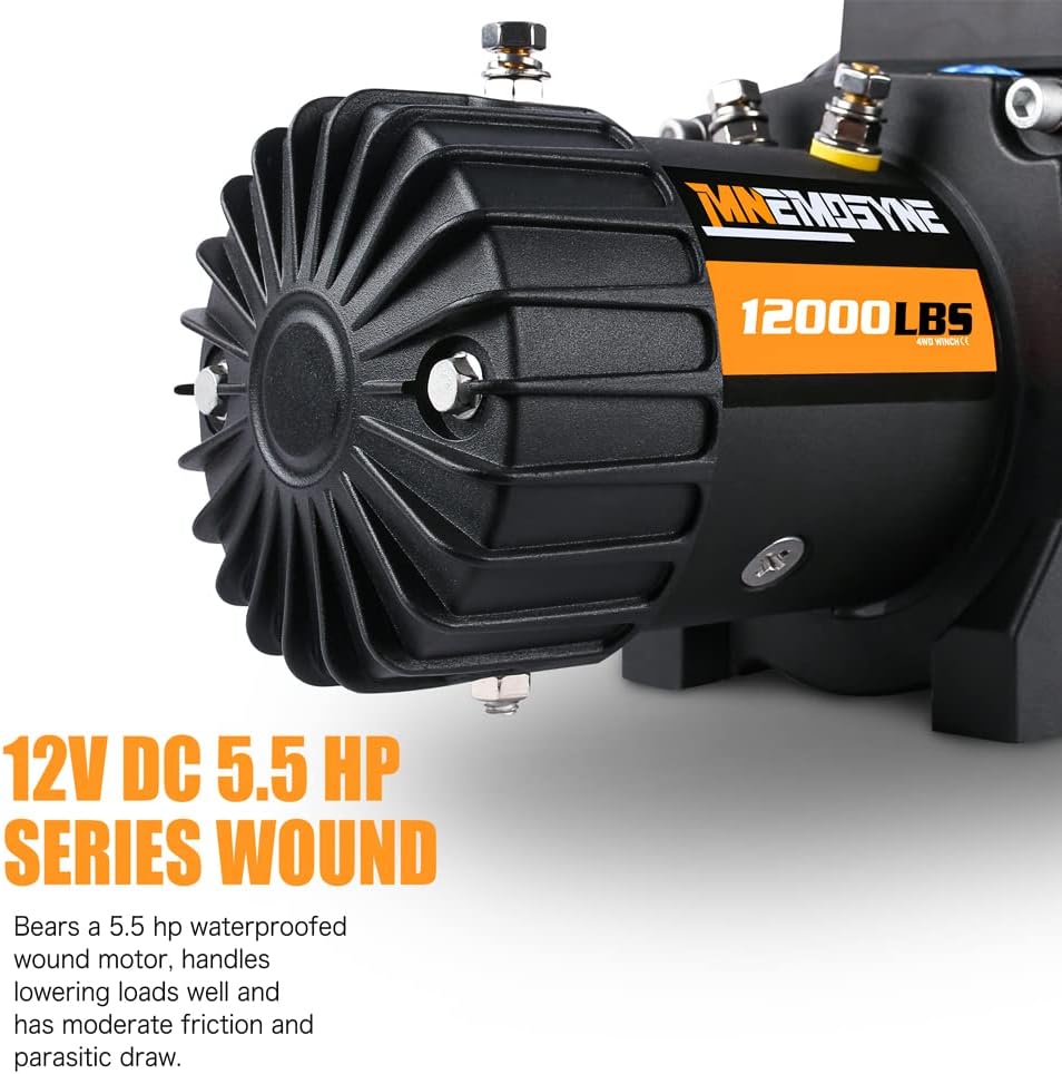 12000LBS Synthetic Rope Winch. Load Capacity Electric Winch Kit,Waterproof IP67 Electric Winch with Hawse Fairlead, Corded Control Recove