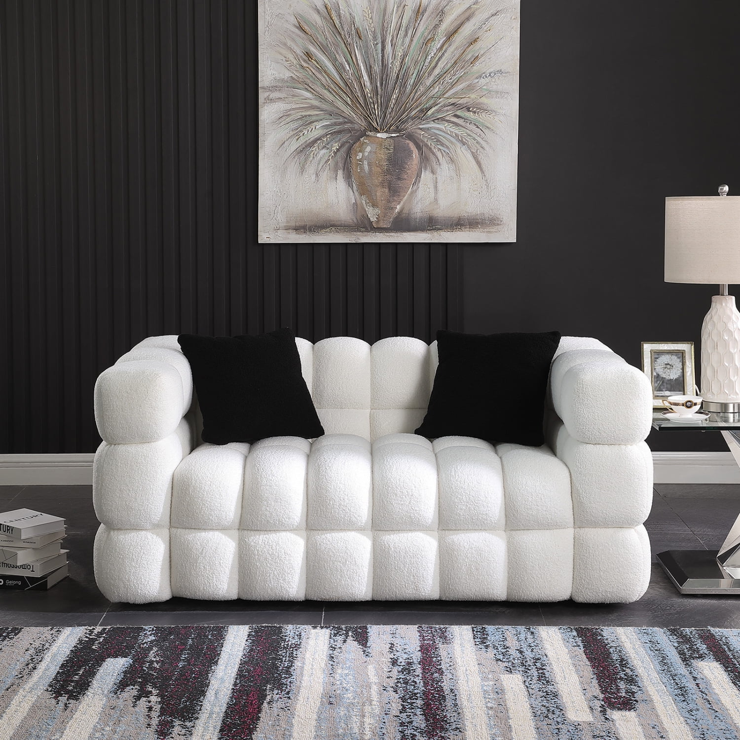 Holaki 3+2 Living Room Sofa Set, Modern Loveseat and 3 Seat Couch Furniture, White
