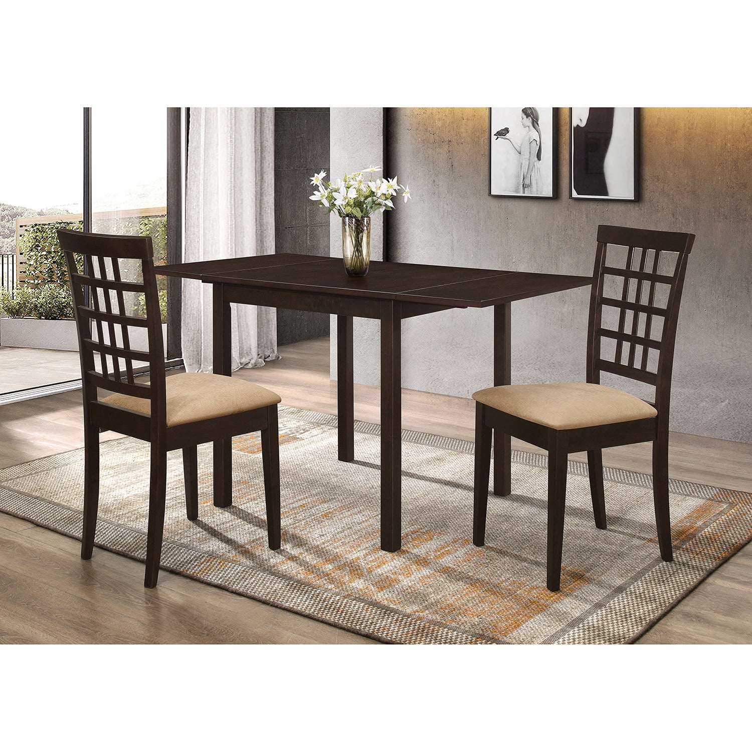 Kelso Rectangular Dining Table with Drop Leaf Cappuccino