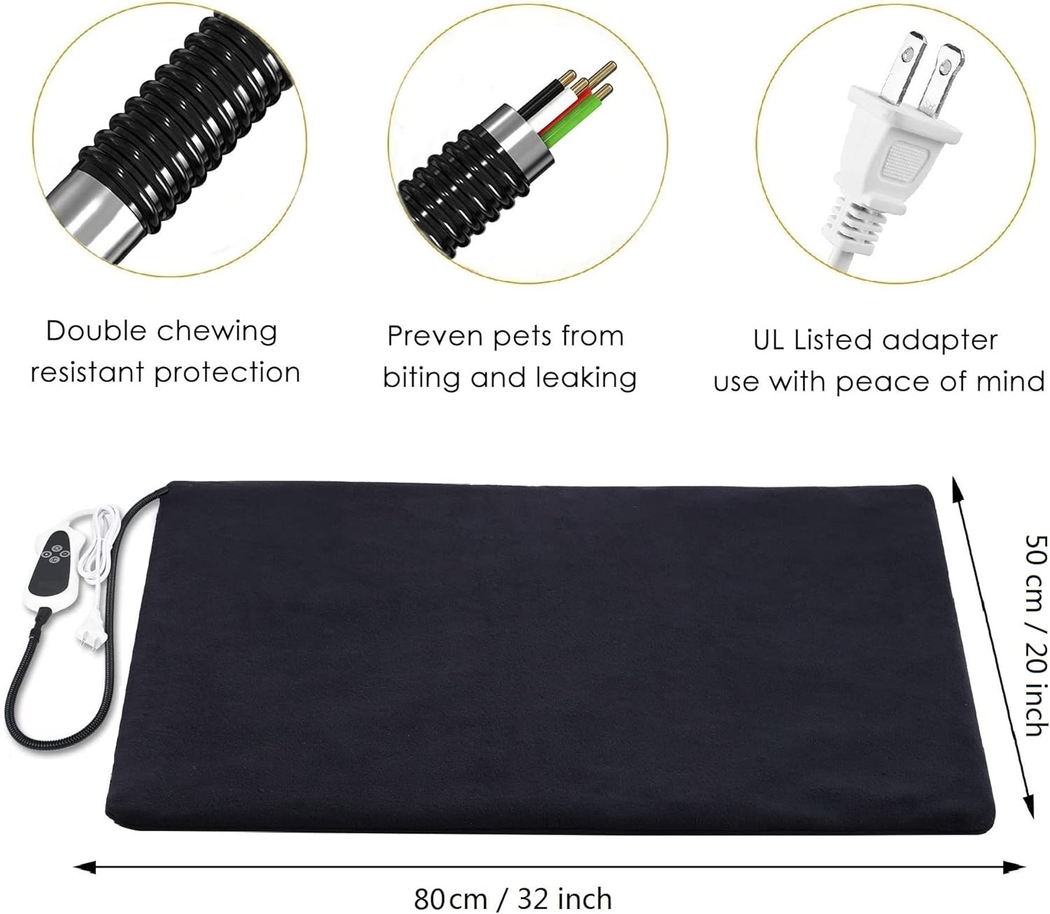Pet Heating Pad for Dogs and Cats ​Upgraded Electric Pet Heated Mat Dog Warming Bed with Waterproof and Auto Power Off
